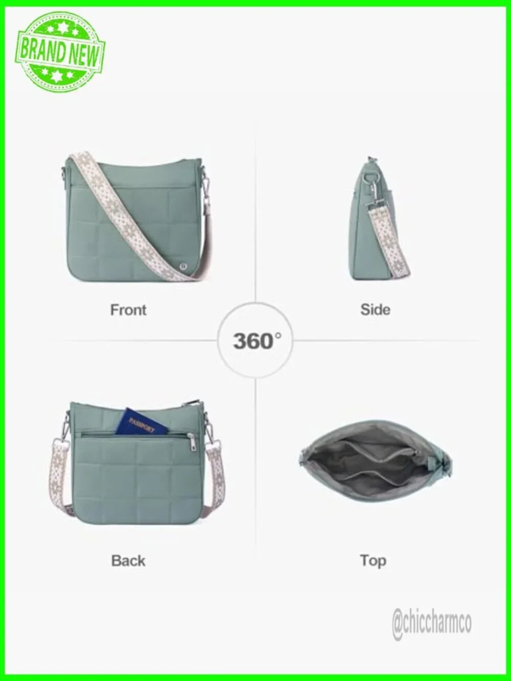 Quilted Puffer Hobo Bag with Anti-Theft Locking Zipper and Adjustable Strap
